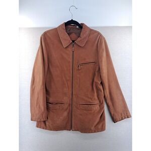 Vtg Western Leather Jacket Mens Medium Brown Cinch Racer Biker Long Suede